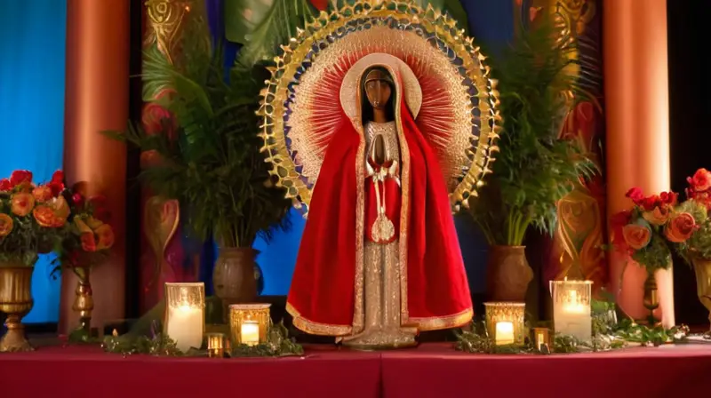 Altar vibrante con La Virgen de Guadalupe