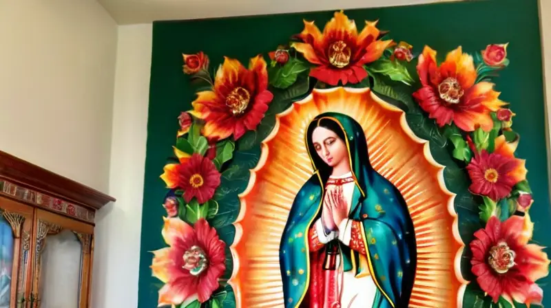 Mural de la Virgen de Guadalupe vibrante