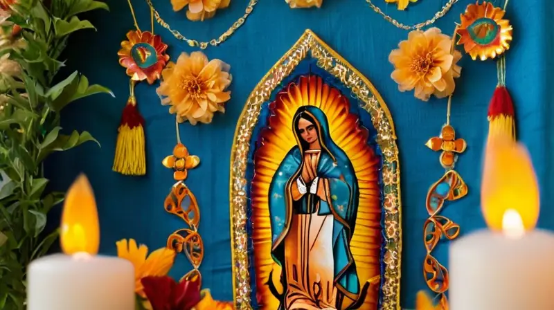 Altar vibrante celebrando a La Virgen