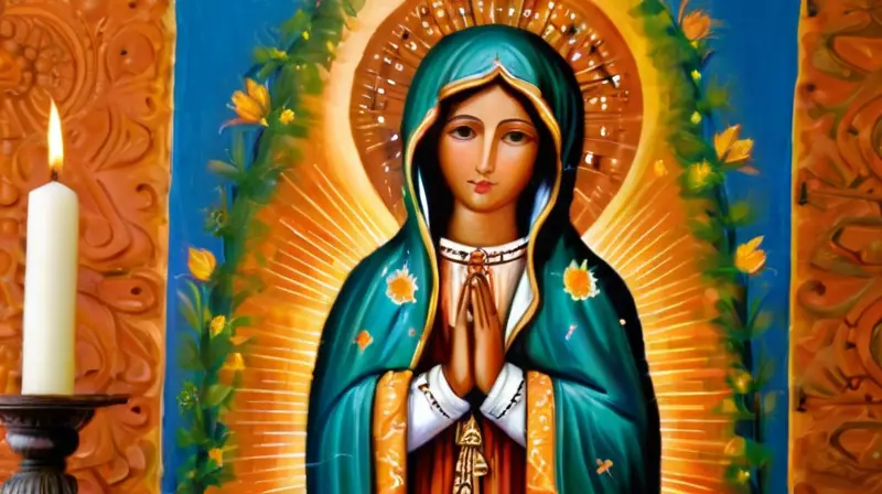 Mural vibrante de la Virgen de Guadalupe
