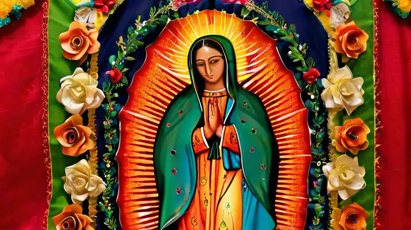Banner vibrante de la Virgen de Guadalupe