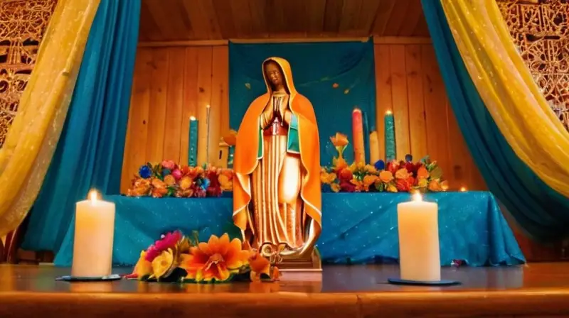 Altar vibrante lleno de flores y devoción