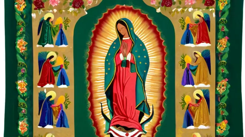 Virgen de Guadalupe en una escena devocional