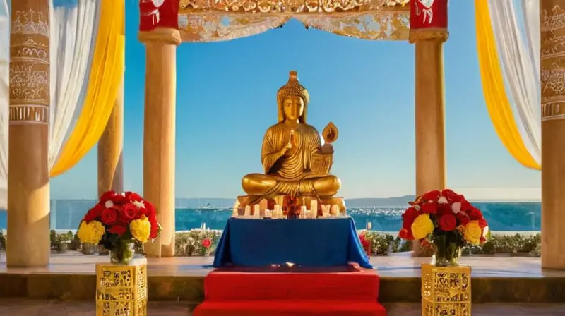 Altar vibrante lleno de flores y devoción