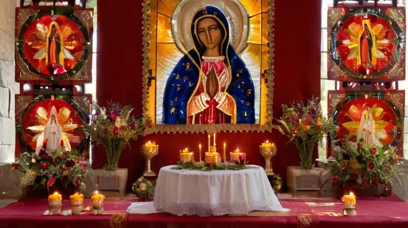 Altar vibrante con luz suave y devoción