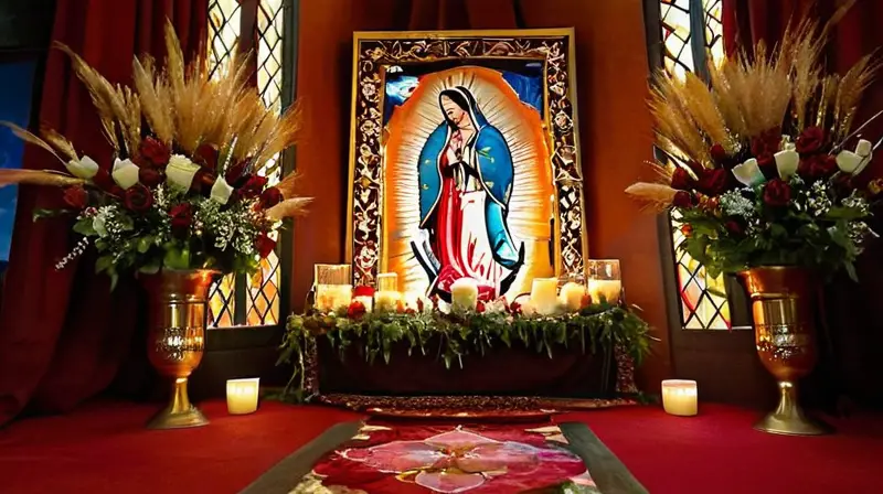 Escena altar vibrante y devota con flores
