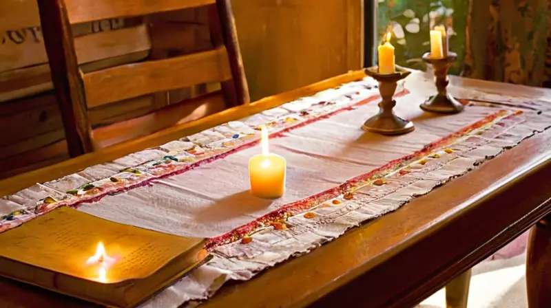Mesa de madera con música y luz cálida