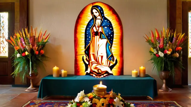 Escena serena del altar con luz suave