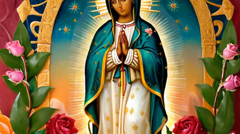 Escena serena con la Virgen de Guadalupe