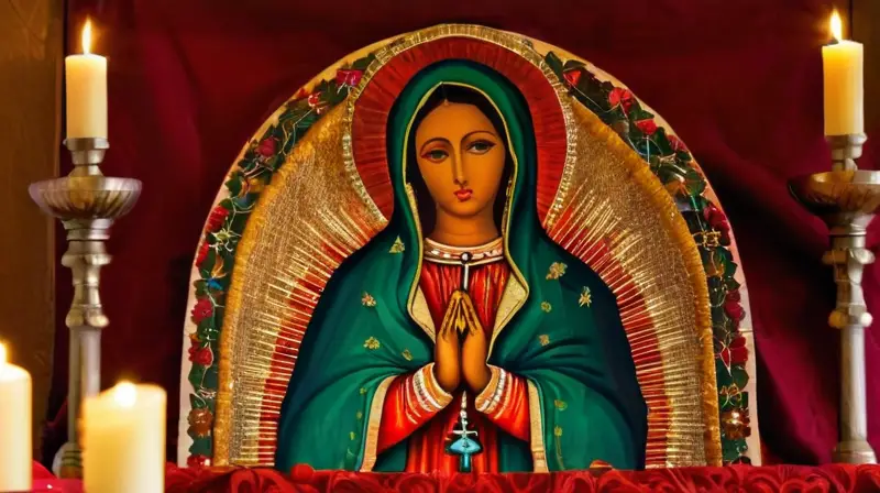 Altar vibrante que honra la Virgen de Guadalupe
