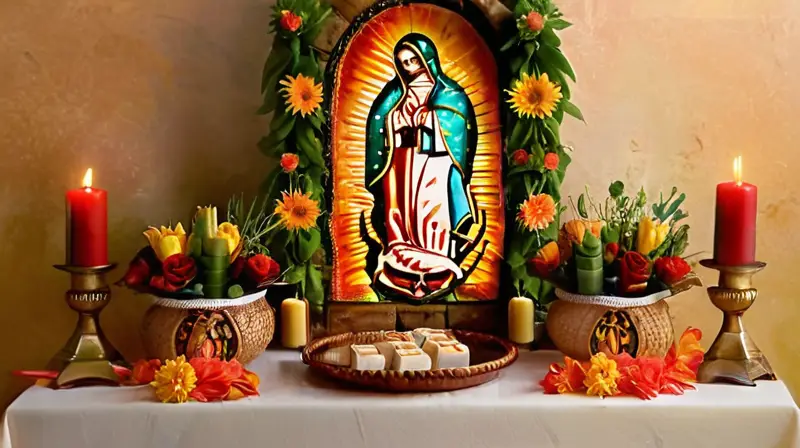 Escena vibrante de altar llena de devoción