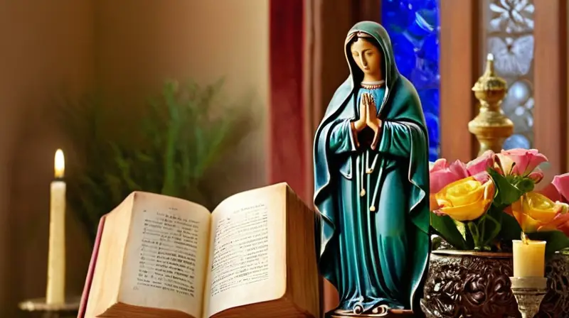 Escena matutina tranquila con altar decorado