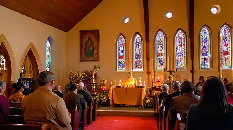 Iglesia vibrante llena de color y devoción