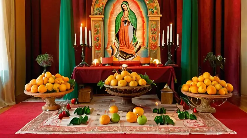 Sala cálida y reverente con altar adornado