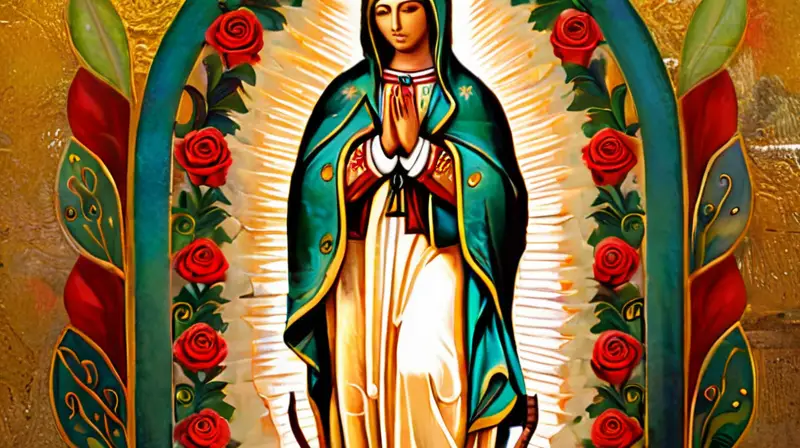 Mural vibrante de La Virgen de Guadalupe
