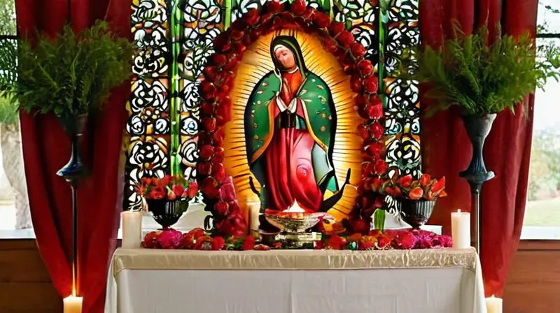 Altar sereno con flores y luz suave
