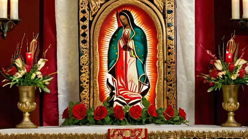 Altar decorado crea atmósfera espiritual vibrante