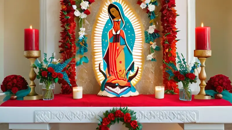 Altar sereno con luz dorada y ofrendas