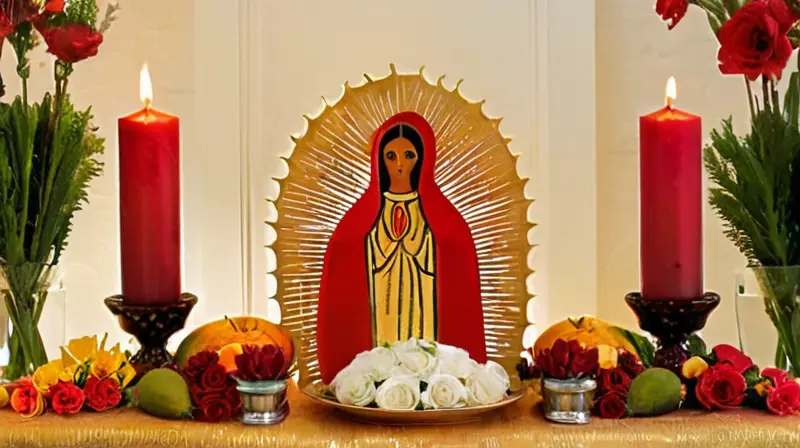 Altar vibrante con detalles ricos y reverentes