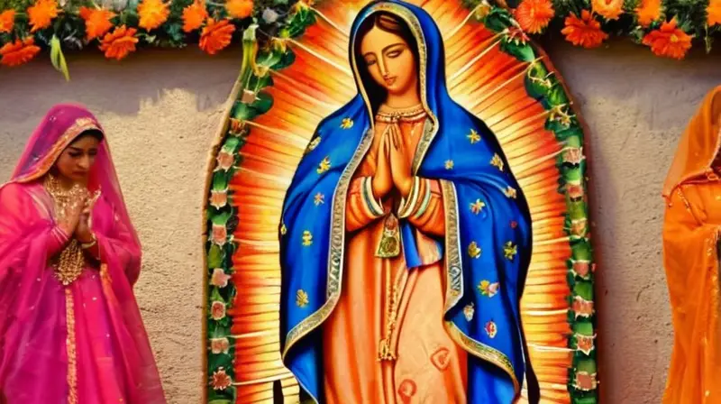 Virgen de Guadalupe rodeada de comunidad y belleza