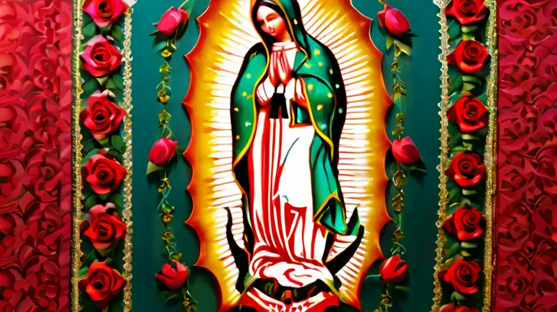 Mural vibrante de La Virgen de Guadalupe